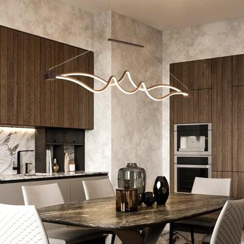 Long LED dining bar chandelier Postmodern hotel club restaurant chandelier Service counter cash register long chandelier