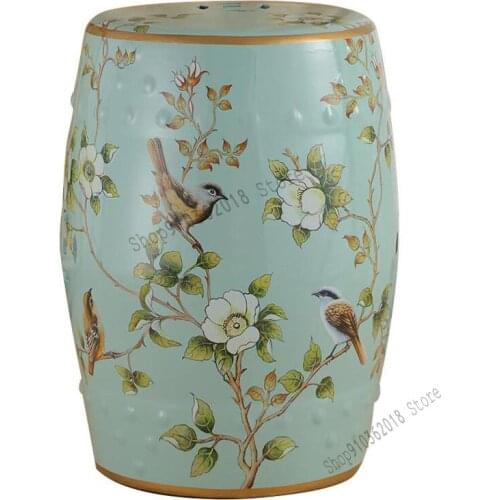 American/european/new Chinese/french/dressing Stool For Shoe Changing Stool/flower And Bird Ceramic Drum Stool Porcelain Pier Em