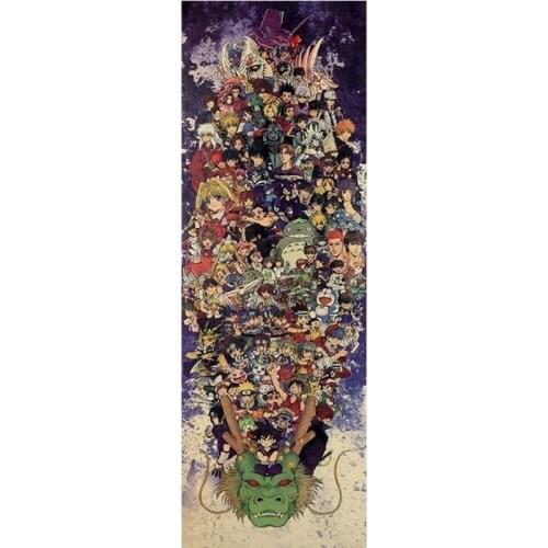 Vintage Collection of Japanese Anime Character Poster Decoration Stickers Wall Decor Kraft Paper Home Decor Wall Sticker Posters