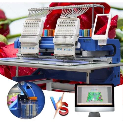 Super quality embroidery machine best DAHAO 8" touch screen 2 head computer embroidery machine in China for cap/tshirt/flat