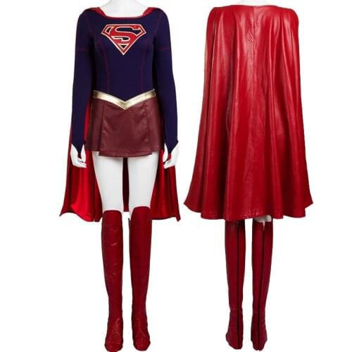 Adult Women Superheroine Kara Cosplay Costume Halloween Masquerade Party Full Props Suit