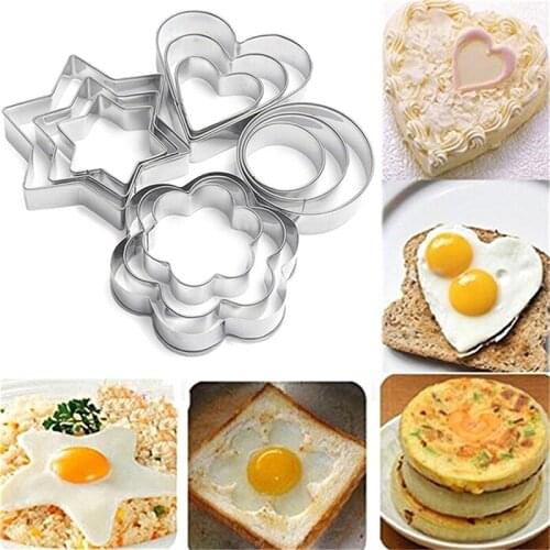 1 Set Cookie Biscuit Cutters Round Star Heart Flower Shape Molds DIY Cake Decor