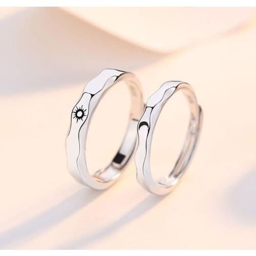 1 Pair Sun Moon Lover Couple Rings Set Promise Wedding Bands Men Women Jewellery