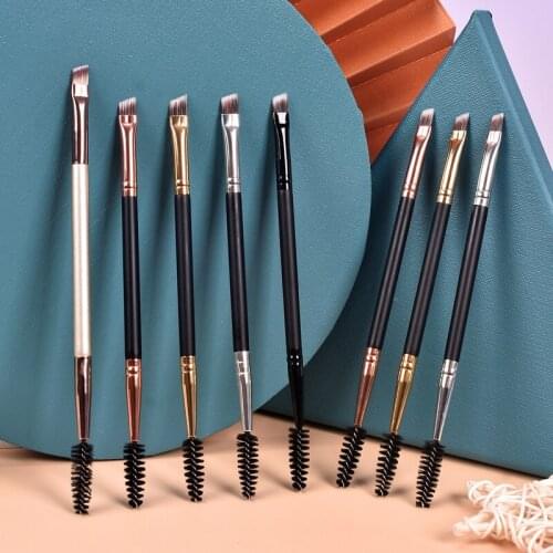 1Pcs Double-ended Eyebrow Makeup Brushes Angled Flat Eye Brow Powder Cream Brush Eyeliner Eyelashes Cosmetic Beauty Make Up Tool