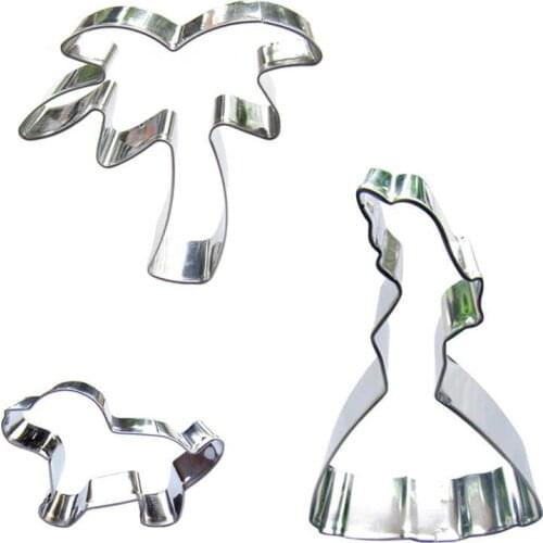 3pcs Puppy Coconut tree Princess Cookie Cutter Biscuit Press Stamp Embosser Sugar Pasty Cake Baking Mould DIY restaurant Tools