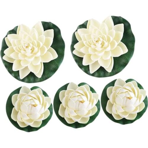 5Pcs Plants Artificial Floating Foam Lotus Pond Plants for Pond Decor