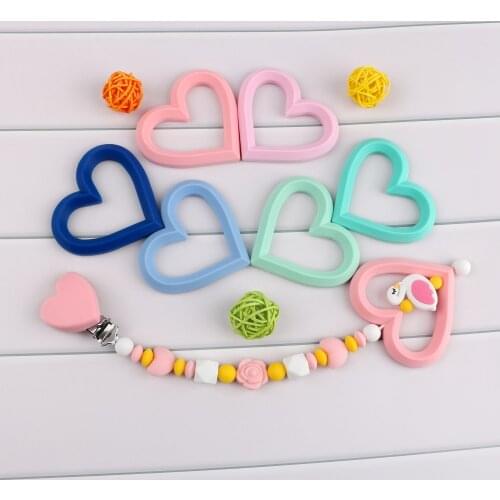 Kovict 5pcs Baby Teether Silicone Heart Food Grade Silicone Pandents DIY Teething Toys For Teeth Tiny Rod Baby Teethers Gift