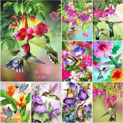5D DIY Diamond Painting Bird Flower Full Drill Square Round Mosaic Rhinestone Cross Stitch Diamond Embroidery Animal Home Decor