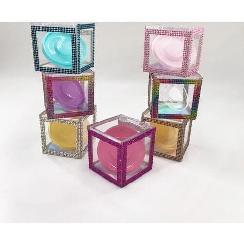 Diamond Cube Box Dramatic Lashes Case Glitter Cube Box with 25MM Eyelashes Custom Wholesale LOGO Best Lash Vorder