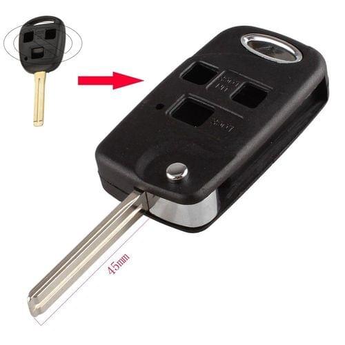 Car Black 3 Buttons Uncut Key Case for Lexus IS200 GS300 LS400 RX300 Key Shell