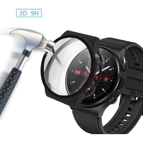 Pc with Glass Case for Huawei Watch Gt2 Pro Ecg Tempered Glass Full Cover Protective Shell Bumber Case for Huawei Gt2 Pro Ecg