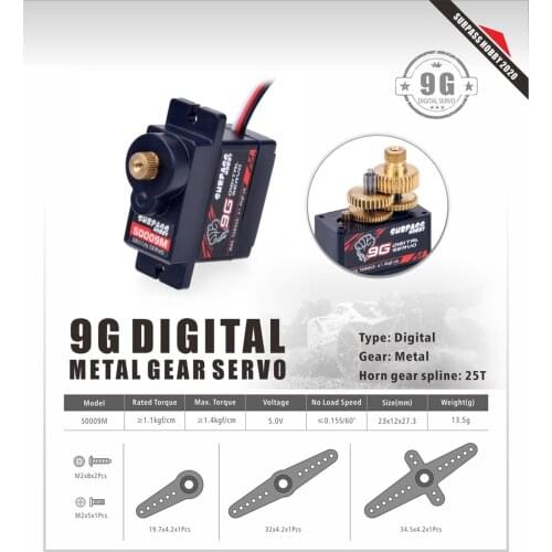 SURPASS Hobby S0009M 9g Metal Gear Digital Servo For 1/24 RC Car Aircraft RC Boat Robot RC Model