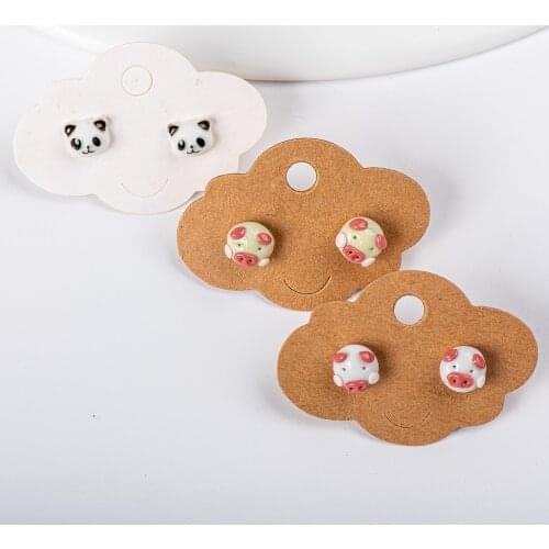DIY Small Ceramic Stud earrings Flower Geometric Animal Stud Earrings earring for woman jewelry accessories wholesale #KZ528