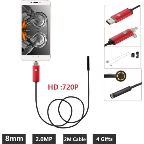 2IN1 PC USB Endoscope Android Camera 8mm 2/5/10M Lens IP67 Waterproof Pipe Borescope Endoscoop Camera Snake Tube Inspection