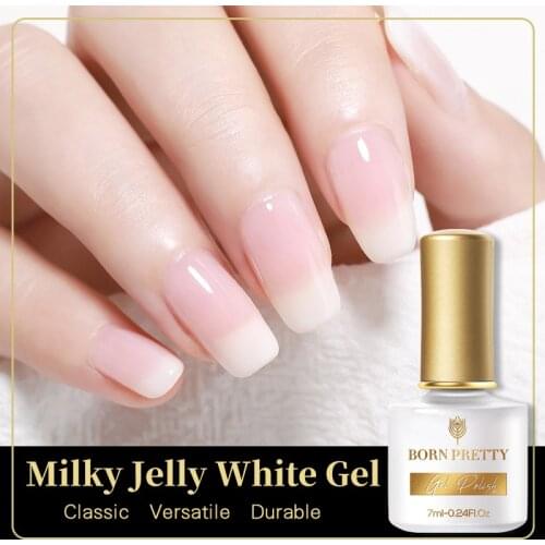 BORN PRETTY 7ml Opal Jelly Gel Polish White Semi-transparent Varnish Nail Gel Soak Off UV Gel All For Maniucre Blue Gel Polish