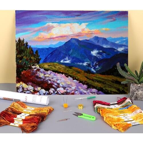 Landscape After The Thunderstorm Printed Canvas 11CT Cross-Stitch Embroidery Full Kit DMC Threads Craft Painting Decor