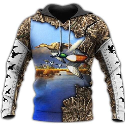 Animal Duck Hunting 3D Printed Men Hoodie Harajuku Fashion Sweatshirt Unisex Casual Pullover hoodies DW001