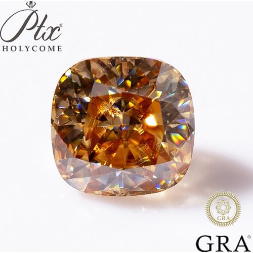 Champagne Color Loose Moissanite Stone Ice Crushed Cut Cushion VVS1 Simulation Diamond Moissanite For Jewelry Ring