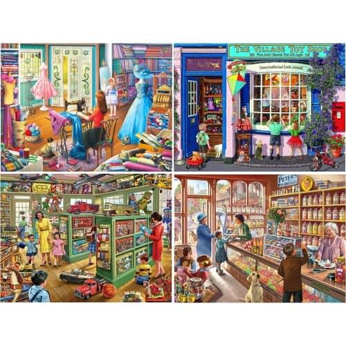 Full Square/Round Drill 5D DIY Diamond Painting "Village Toy Shop" 3D Rhinestone Embroidery Cross Stitch 5D Home Decor