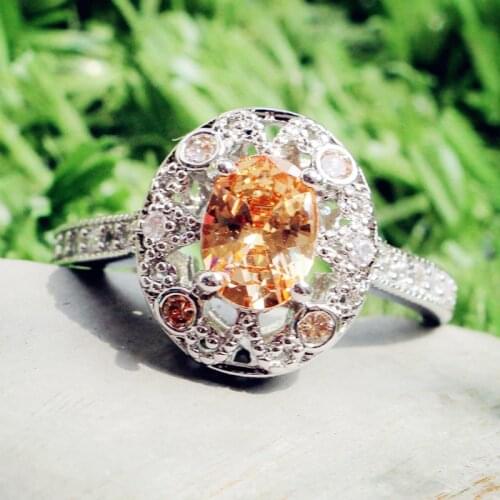 Lingmei Wedding Oval Cut Cocktail Fire Mystic Multi & Purple & White & Yellow Zircon Silver Color Ring Size 6 7 8 9 Gifts