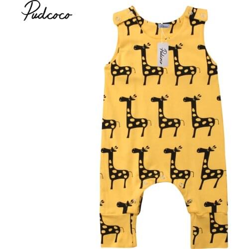 2018 Brand New 0-24M Cute Newborn Baby Boy Girl Sleeveless Cartoon Animal Cotton Romper Jumpsuit Outfits Summer Clothes