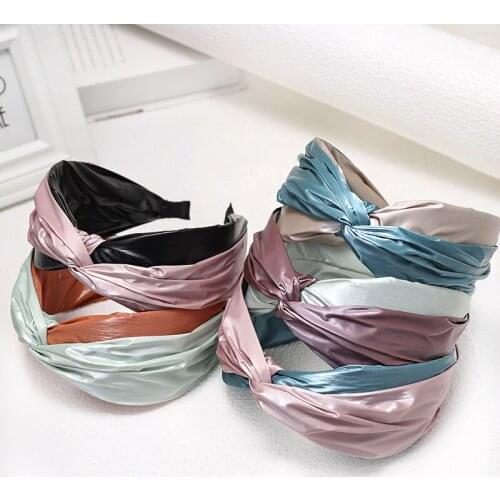 Korean Patchwork Cross Headbands For Women Girls Wide Knotted Hair Hoop Hairband Solid Sweet Turban Bezel Woman Hair Accessories