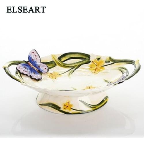 Creative Fruit Pot Big Fruit Plate With Two Ears Tea Dessert Plate With Butterfly for home table decoration
