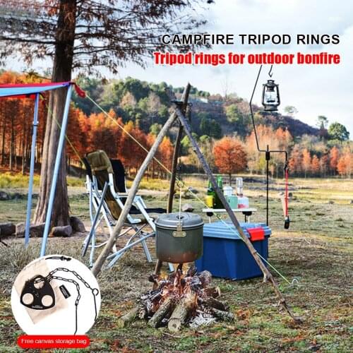 Cookware Picnic Cooking Pot Grill Outdoor Barbecue Tripod Hanging Rack Adjustable Camping Grill Hanging Pot Set