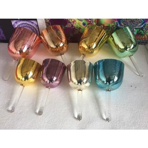 Chakras set crystal singing bowls handle with 7 chakras carved 4th octave 8pcs perfect C D E F G A B C5 note in 440HZ or 432HZ