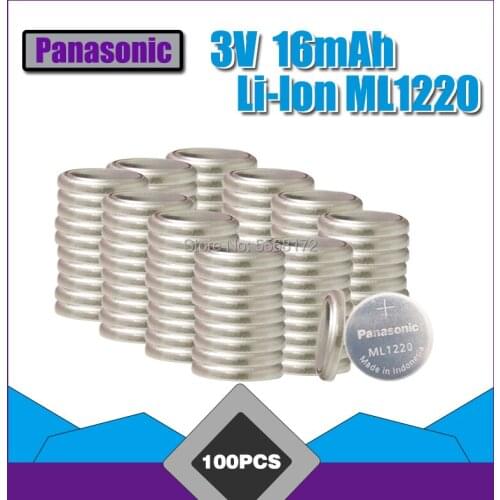100PCS Panasonic Original ML1220 3V ML 1220 Rechargeable Battery CMOS RTC BIOS Back Up Cell Button Coin Battery