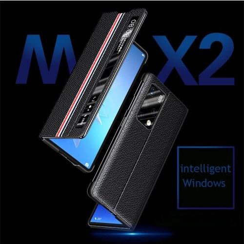 Original Genuine Leather Flip Fold Phone Case For Huawei Mate X2 5G Leather Case For MateX2 Protective Cover With Smart Window