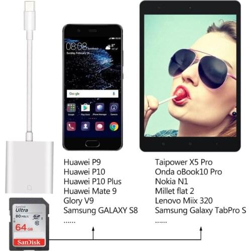 USB C SD Card Reader Type-C to SD Card Camera Reader Adapter for Apple 8 iOS+ for Macbook Cell Smart Phone Samsung Huawei