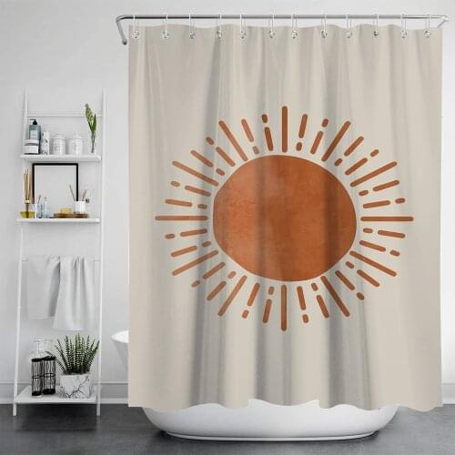 Nordic style simple abstract sun and moon psychedelic shower curtain windproof bathroom layout home decoration