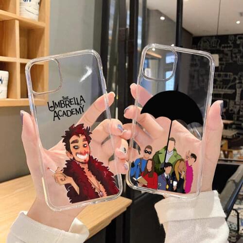 GYKZ Cute The Umbrella Academy Clear Phone Case For iPhone 7 XS MAX X 11 Pro 12 SE20 X XR 6 8Plus Funny TV Soft TPU Cover Fundas