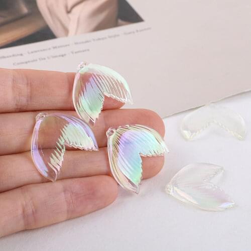 10pcs Transparent sequins Drop Earrings for Women Resin Mermaid Tail Charms Pendants DIY jewelry accessories hairpin material