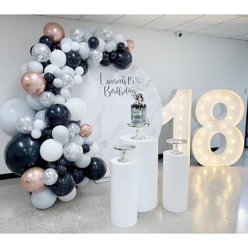 125pcs Black White Grey Balloons Garland Arch Kit 4D Rose Gold Ballon Birthday Wedding Baby Shower Anniversary Party Decorations