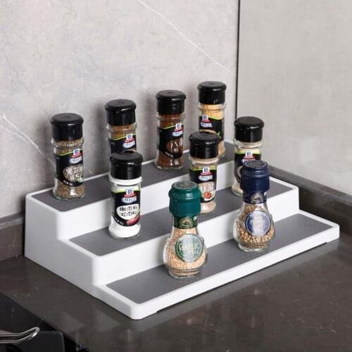 Spice Storage Rack Step Organizer 3-layer independent seasoning rack Non-Slip Storage Shelf Kitchen Seasoning Bottle Jar Stand