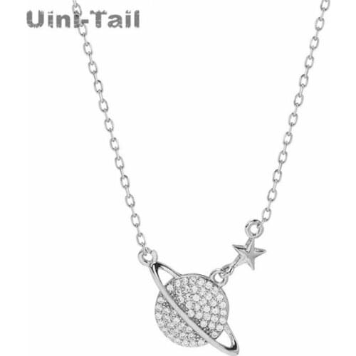 Uini-Tail hot new 925 sterling silver star planet micro-inlaid necklace Korea simple fashion personality temperament wild ED263