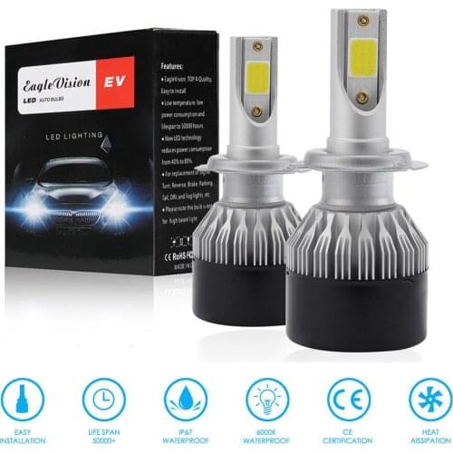 VODOOL 2Pcs EV9 DOB LED Car H1/H7/H8/H9/H11/9005/9006 Headlight Bulb 60W 6000LM IP65 Waterproof HID LED Headlamp Bulbs Fog Light