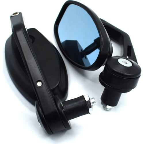 Motorcycles Handlebar End Rear View Mirror Oval Black Aluminum Universal Motorbike Cherry Side View Blue Glass Mirrors