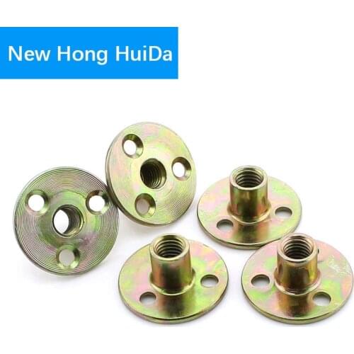 M6 M8 M10 Zinc Plated Flange Coupling Three-hole Splint Lock Nut Furniture Fastener Carbon Steel Connecting