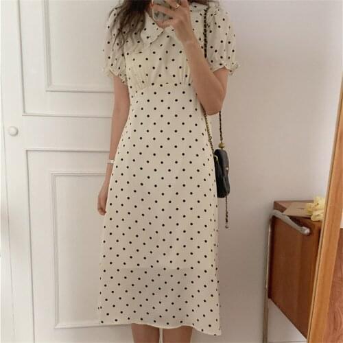 Alien Kitty Women Maxi Dress Robe Peter Pan Collar Prom Sweet Plus Size Chic New Mujer Polka Dots A-line Loose Vestidos Party