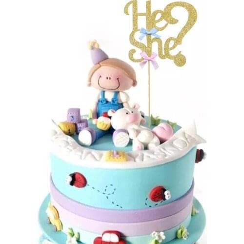 12pcs Cake for Gender Reveal Boy Girl Clothes Cupcake He or She Baby Shower Cake Topper Gender Reveal Party Supplies