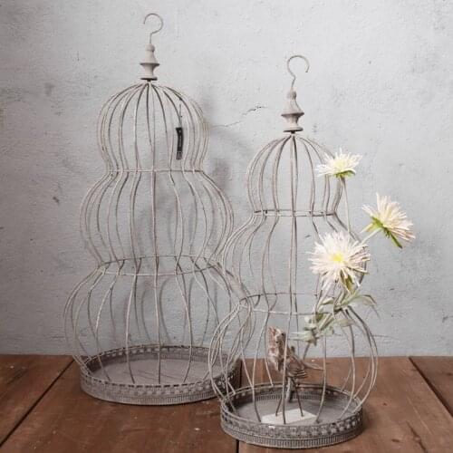 Stack 2 pieces large handmade retro vintage craft bird cages for decoration
