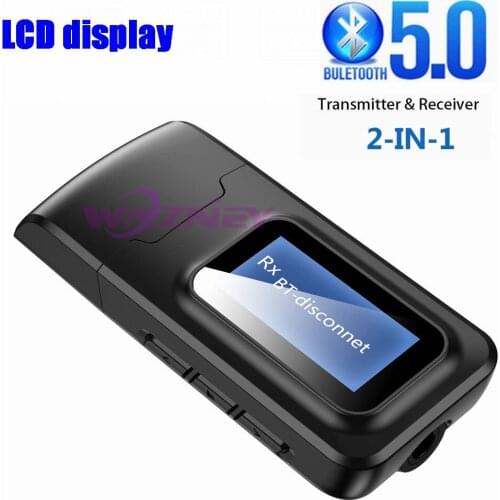 LCD display Universal 2 in 1 RX TX USB Wireless Bluetooth 5.0 Receiver + Transmitter Stereo Music 3.5mm AUX Audio Player adapter