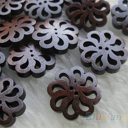 40x New flower Wood Buttons 20mm Sewing Craft 2 Holes Sewing Wooden Buttons Clothes Scrapbooking Decorative DIY Craft Buttons