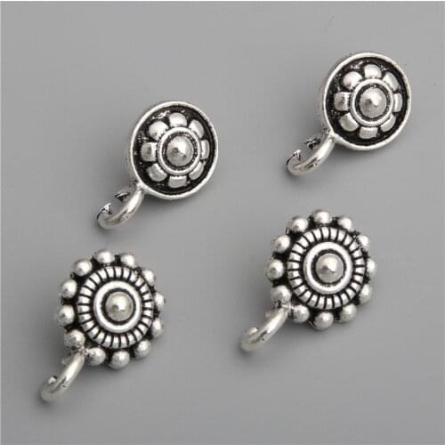5pcs Silver Color Flower Hook Pendant Charms Fit DIY Jewelry Making Necklace Accessories