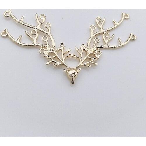 50pcs Christmas Antlers Alloy Flatback Earring Nacklace Buckle Button strass Hairpin Hair Clip Decor Vintage Ornaments Bag DIY
