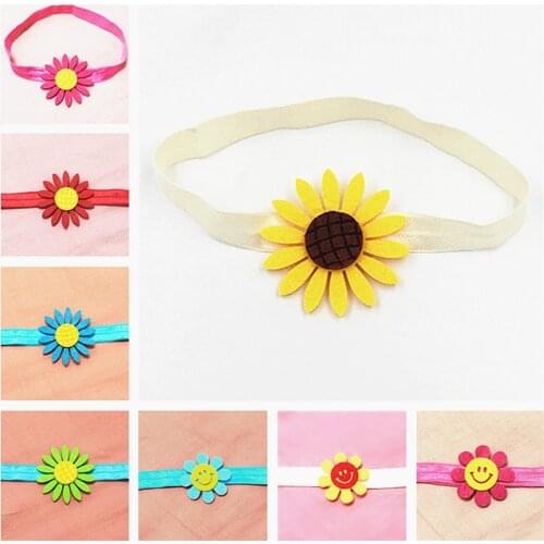 Fashion Hair Band girl Hair Accessories Elastic Headband Cute sunflower Hair Band newborn Smiling face floral headband