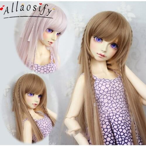 Allaosify Bjd Doll 1/3 1/4 1/6 Pigtail High Temperature Fiber Personality Wig